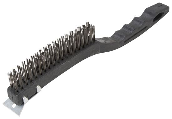 ProSource SJ3133-S Wire Brush with Scraper, 1-3/8 in L Trim, Metallic Bristle, 5/8 in W Brush, 13-1/2 in OAL - VORG0025858