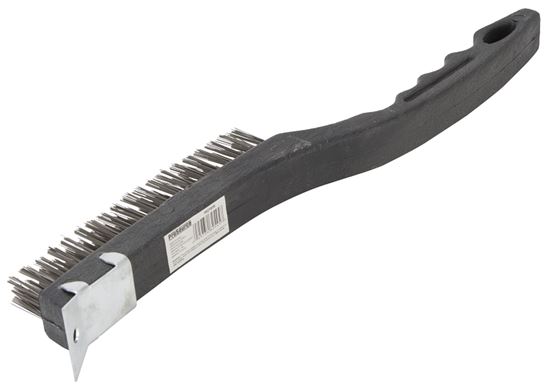 ProSource SJ3133-S Wire Brush with Scraper, 1-3/8 in L Trim, Metallic Bristle, 5/8 in W Brush, 13-1/2 in OAL - VORG0025858