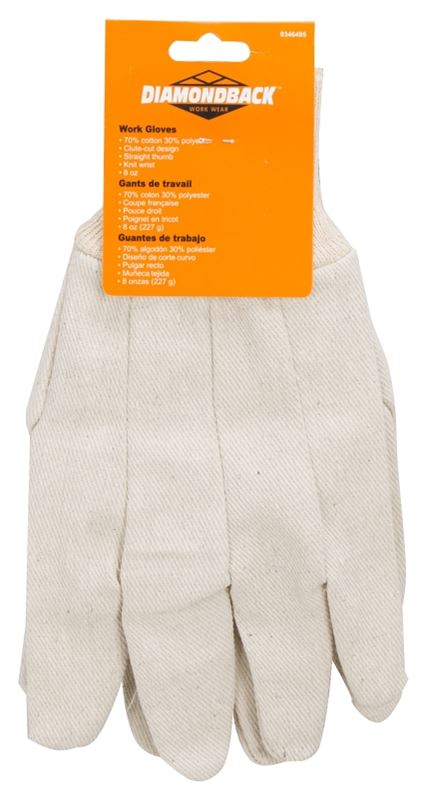 Diamondback GV-5221-3L Clute-Cut Work Gloves, One-Size, Straight Thumb, Knit Wrist Cuff, 70% Cotton 30% Polyester, 8 oz, Pack of 12 - VORG9346495