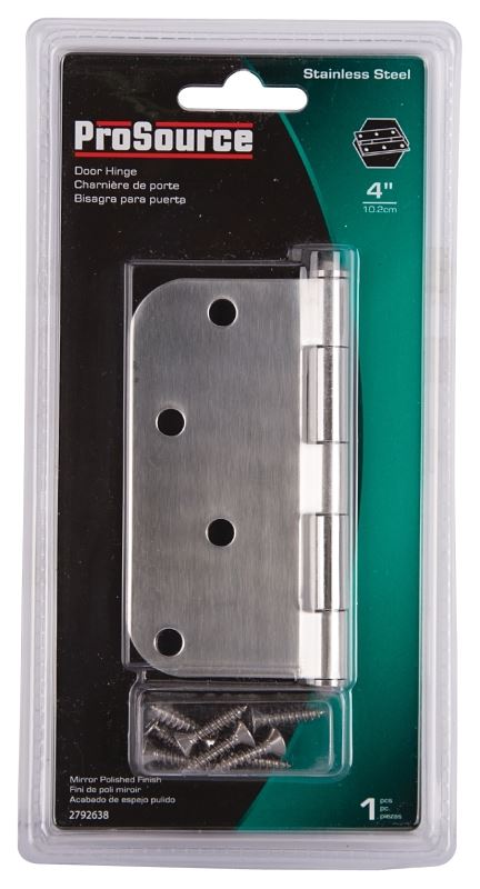 ProSource DH-S606-PS Door Hinge, Stainless Steel, Stainless Steel, Loose Pin, 180 deg Range of Motion, Screw Mounting - VORG2792638