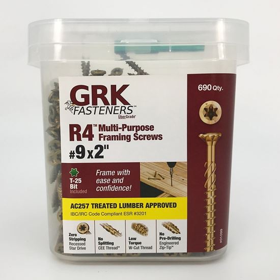 GRK Fasteners R4 01099 Framing and Decking Screw, #9 Thread, 2 in L, Star Drive, Steel, 690 PAIL - VORG7214182