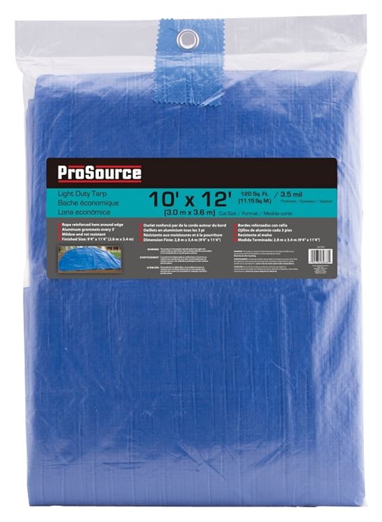 ProSource T1012BB70 Tarpaulin, 12 ft L, 10 ft W, 3.5 mil Thick, Polyethylene, Blue - VORG2617934