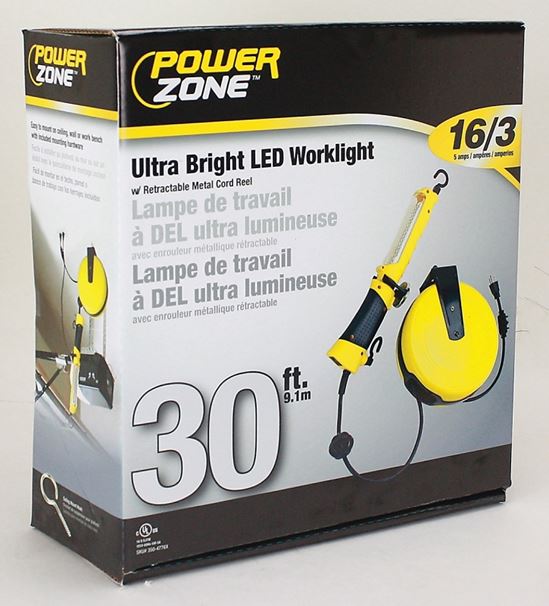 PowerZone ORCRTLLED526 Work Light, LED Lamp, 120 Lumens, 30 ft L Cord, Yellow - VORG4785028