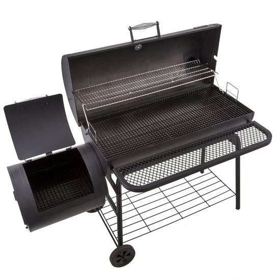 Char-Broil 21201571 Deluxe Offset Charcoal Smoker Grill, 3 -Grate, 925 sq-in Primary Cooking Surface, Black, Steel Body