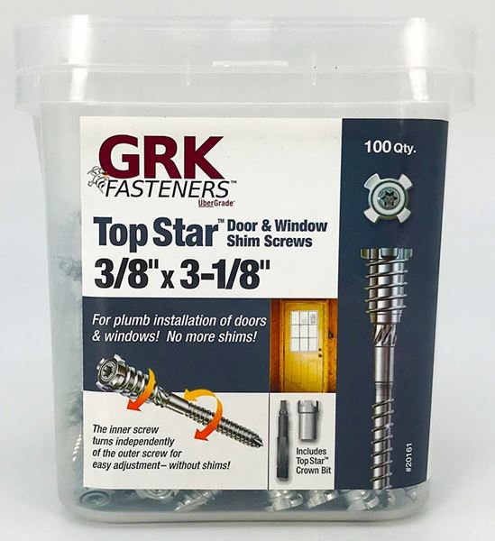 GRK Fasteners TOP STAR 20161 Shim Screw, 3/8 in Thread, 3-1/8 in L, Flat Head, Star Drive, Steel, Zinc, 100 BX - VORG4052445