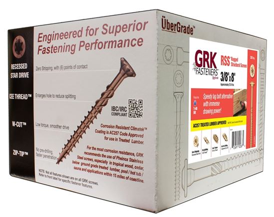 GRK Fasteners RSS 10287 Structural Screw, 3/8 in Thread, 8 in L, Washer Head, Star Drive, Steel, 300 BX - VORG2816254