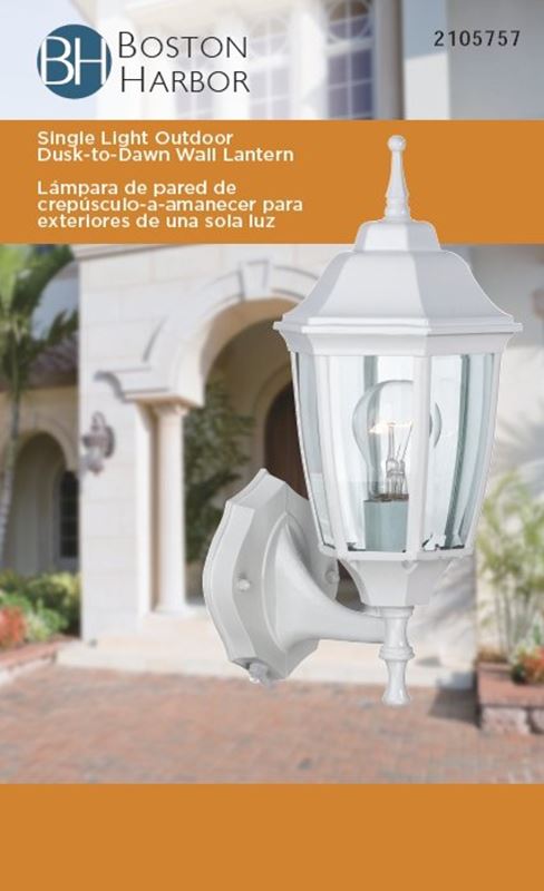 Boston Harbor DTDW Dusk/Dawn Lantern, 60 W, Medium Base Bulb or CFL Bulb(Sold Separately) Lamp, Aluminum Fixture - VORG2105757