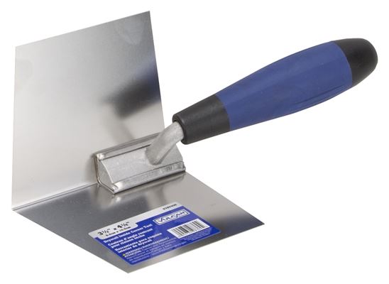 Vulcan 16460-ESH3L Drywall Corner Trowel, 3.5 in W Blade, 4.25 in L Blade, Ergonomic Soft Handle, PP/TPR Handle - VORG6785406