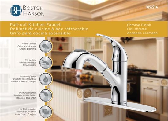 Boston Harbor FP4A4079CP Kitchen Faucet, 1.8 gpm, 1-Faucet Handle, 1, 3-Faucet Hole, Metal/Plastic, Chrome Plated - VORG1852714