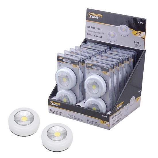 PowerZone F12004 LED Puck Light, LED-Lamp, LED Lamp, 35 Lumens, ABS Fixture, White Fixture, White Fixture, Pack of 12 - VORG5138722