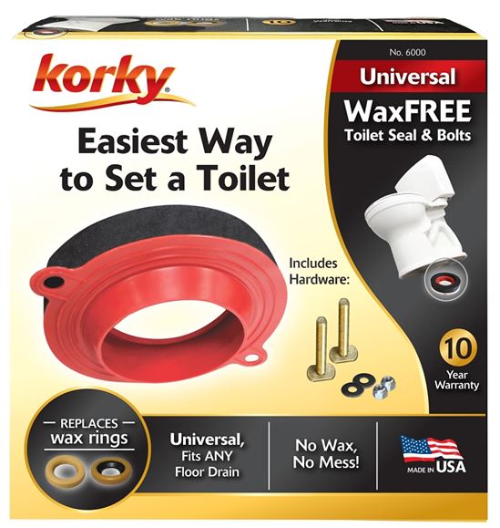 Korky 6000BP Toilet Seal Kit, Foam/Rubber, Red, For: 3 in and 4 in Drain Pipes