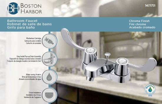 Boston Harbor F5120005CP Lavatory Faucet, 1.2 gpm, 2-Faucet Handle, 3-Faucet Hole, Metal/Plastic, Chrome Plated - VORG1477751