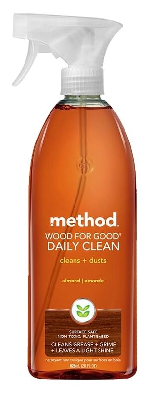 method Wood for Good 1182 Daily Wood Cleaner, 28 oz Bottle, Liquid, Almond, Translucent Amber - VORG5964812
