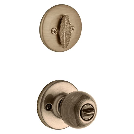 Kwikset 690P 5CP 6ALRCSK6 Combination Lockset, Knob Handle, Polo Design, Antique Brass, 3 Grade - VORG4598090