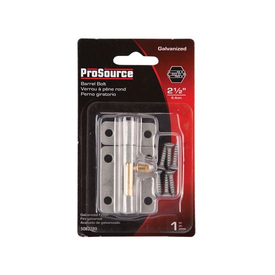 ProSource 20470MGS-PS Barrel Bolt, 0.31 Dia in Bolt Head, 2-1/2 in L Bolt, Brass Pin/Steel, Galvanized - VORG5082789