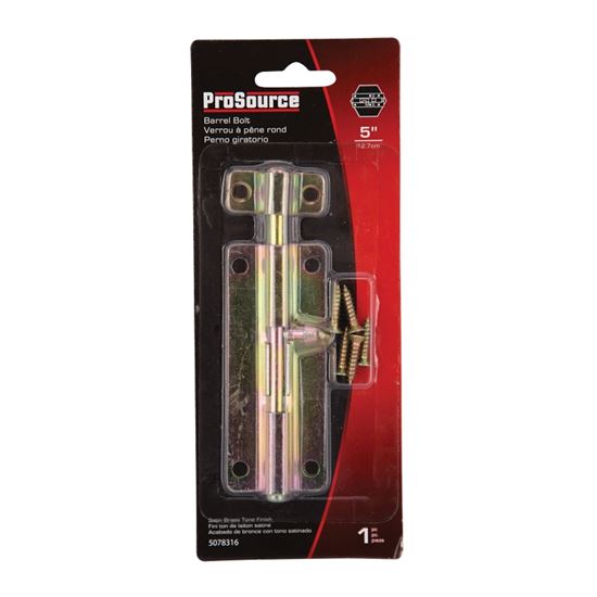 ProSource 20487CZB-PS Barrel Bolt, 0.31 Dia in Bolt Head, 5 in L Bolt, Steel, Satin Brass Tone - VORG5078316