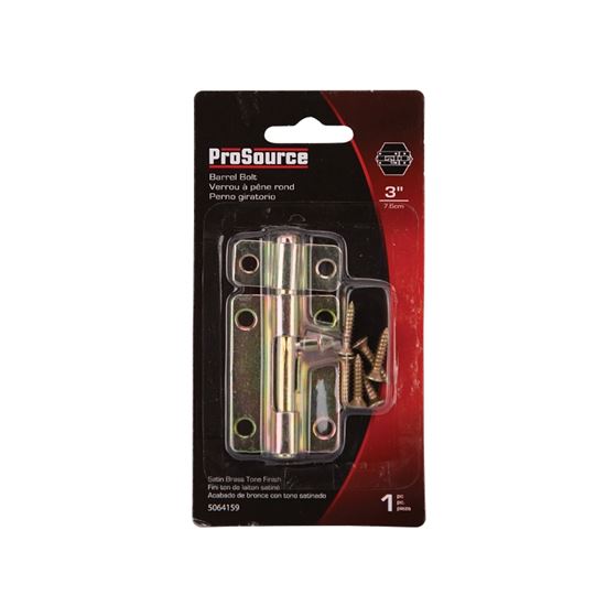 ProSource 20485CZB-PS Barrel Bolt, 0.31 Dia in Bolt Head, 3 in L Bolt, Steel, Satin Brass - VORG5064159