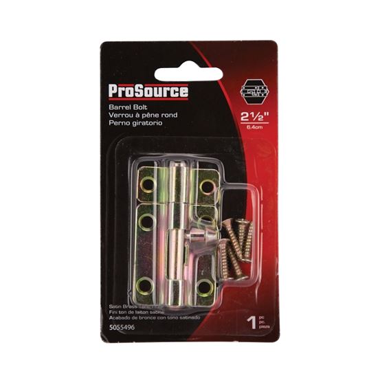 ProSource 20484CZB-PS Barrel Bolt, 0.31 Dia in Bolt Head, 2-1/2 in L Bolt, Steel, Satin Brass - VORG5055496