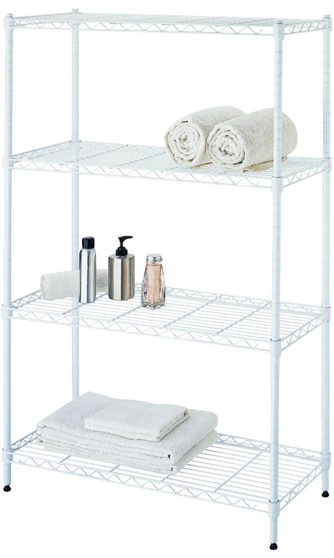 Simple Spaces SS-JR0404-WH 4-Tier Shelf Stacker, Each Shelf: 132 lb, 4-Tier Shelving-Level, 31 in W, Steel, White