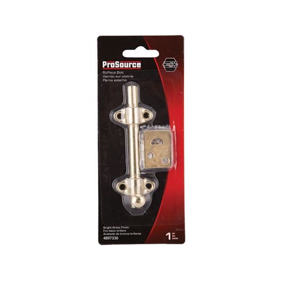 ProSource 23260BBB-PS Surface Bolt, 0.7 in Bolt Head, 4 in L Bolt, Brass - VORG4897336