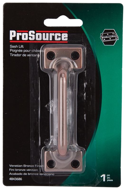 ProSource 20902PWH-PS Sash Lift, 3-7/8 in L Handle, Die-Cast Zinc, Venetian Bronze - VORG4843686