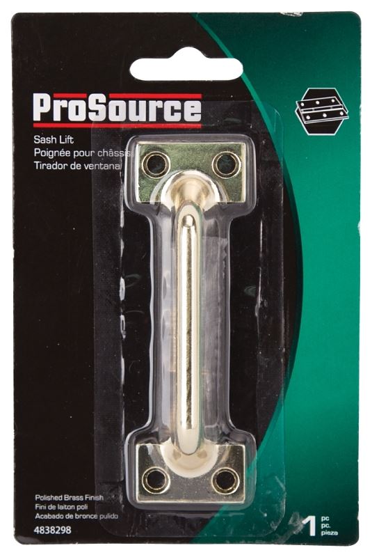 ProSource 20902BBB-PS Sash Lift, 3-7/8 in L Handle, Die-Cast Zinc, Polished Brass - VORG4838298