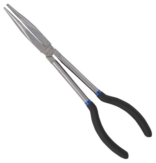 Vulcan JL-PR51100-15 Bent Nose Plier, 11 in OAL, 7.5 cm Jaw Opening, Black Handle, Non-Slip Grip Handle, 3/4 in W Jaw