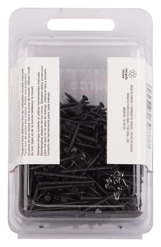 ProSource NTP-074-PS Panel Nail, 16D, 1 in L, Steel, Painted, Flat Head, Ring Shank, Black, 171 lb, Pack of 5