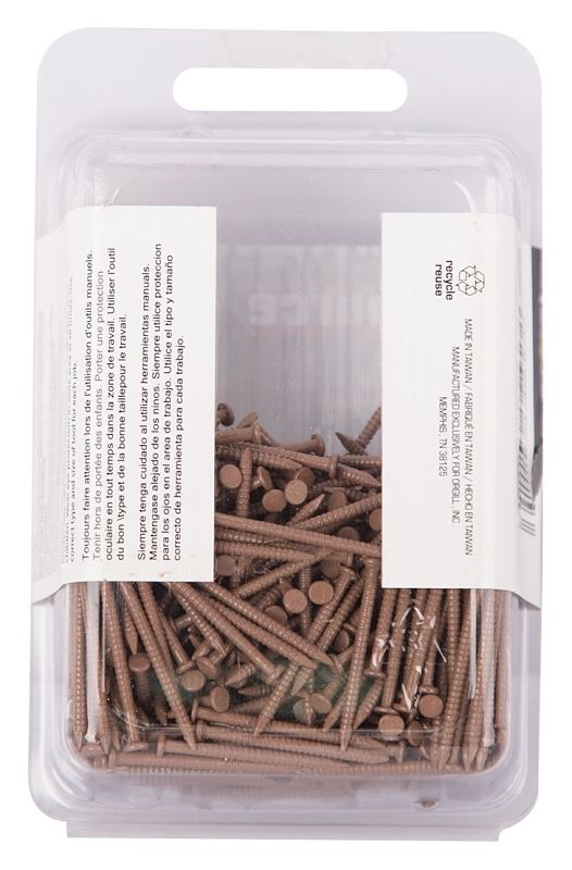 ProSource NTP-072-PS Panel Nail, 16D, 1 in L, Steel, Painted, Flat Head, Ring Shank, Brown, 171 lb, Pack of 5