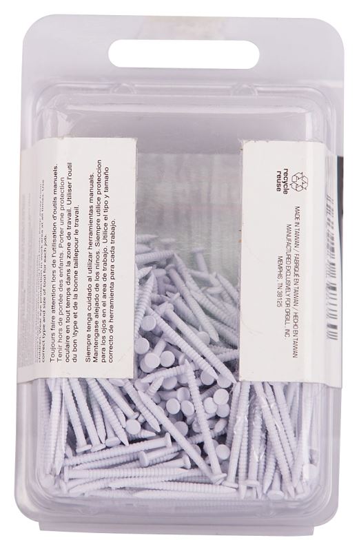 ProSource NTP-073-PS Panel Nail, 16D, 1 in L, Steel, Painted, Flat Head, Ring Shank, White, 171 lb, Pack of 5