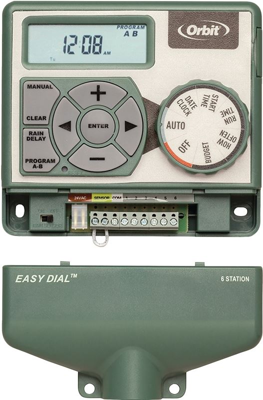 Orbit 57596 Indoor Sprinkler Timer, 120 V, 6 -Zone, 2 -Program, 1 to 99 min Cycle, LCD Display - VORG8573370