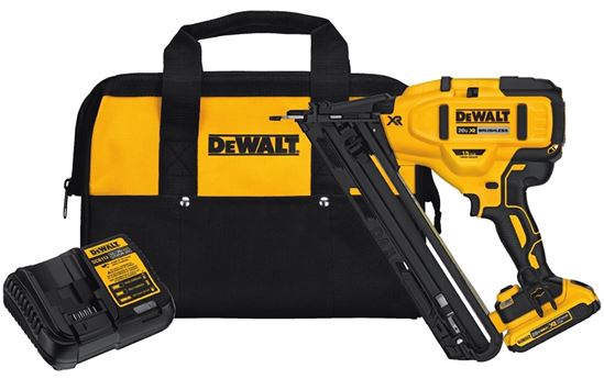 DEWALT DCN650D1 Nailer Kit, Battery Included, 20 V, 2 Ah, 110 Magazine, 34 deg Collation, 15 ga Nail, Nail Fastener - VORG7195373