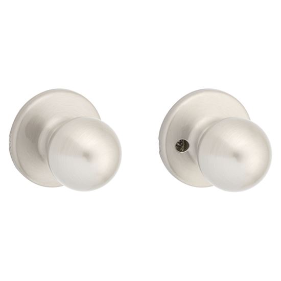 Kwikset 200P 15CP Passage Knob, Zinc, Satin Nickel, 2-3/8 to 2-3/4 in Backset, 1-3/8 to 1-3/4 in Thick Door - VORG2705259