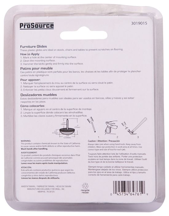 ProSource FE-50109-PS Furniture Glide, PTFE, Blue, Blue, 7/8 x 7/8 x 1 in Dimensions