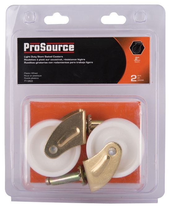 ProSource JC-B25-PS Swivel Caster, 2 in Dia Wheel, 2 in W Wheel, White, 60 lb, Steel Housing Material - VORG7112022