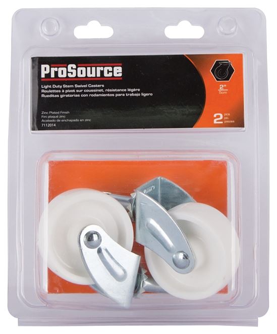 ProSource JC-B24-PS Swivel Caster, 2 in Dia Wheel, 2 in W Wheel, White, 60 lb, Steel Housing Material - VORG7112014