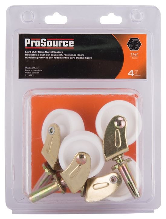 ProSource JC-B16-PS Swivel Caster, 1-5/8 in Dia Wheel, 1-5/8 in W Wheel, White, 50 lb, Steel Housing Material - VORG7111982