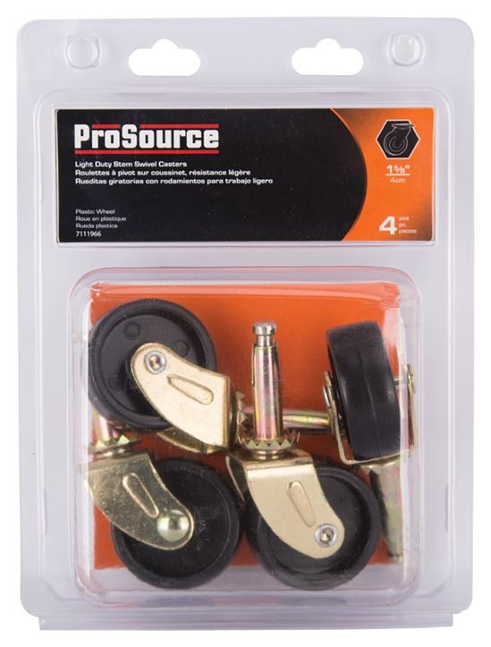 ProSource JC-B14-PS Swivel Caster, 1-5/8 in Dia Wheel, 1-5/8 in W Wheel, Black, 50 lb - VORG7111966