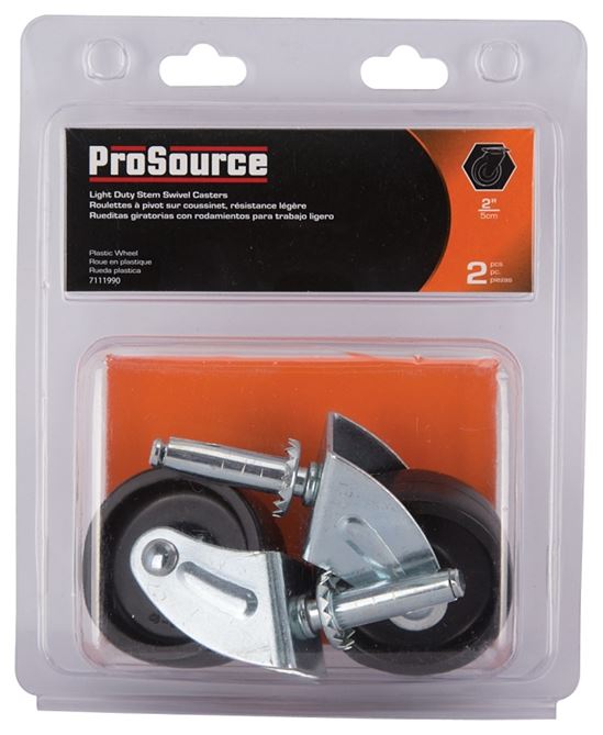 ProSource JC-B22-PS Swivel Caster, 2 in Dia Wheel, 2 in W Wheel, Black, 60 lb, Steel Housing Material - VORG7111990