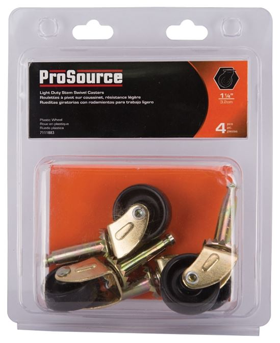 ProSource JC-B06-PS Swivel Caster, 1-1/4 in Dia Wheel, 1-1/4 in W Wheel, Black, 40 lb, Steel Housing Material - VORG7111883