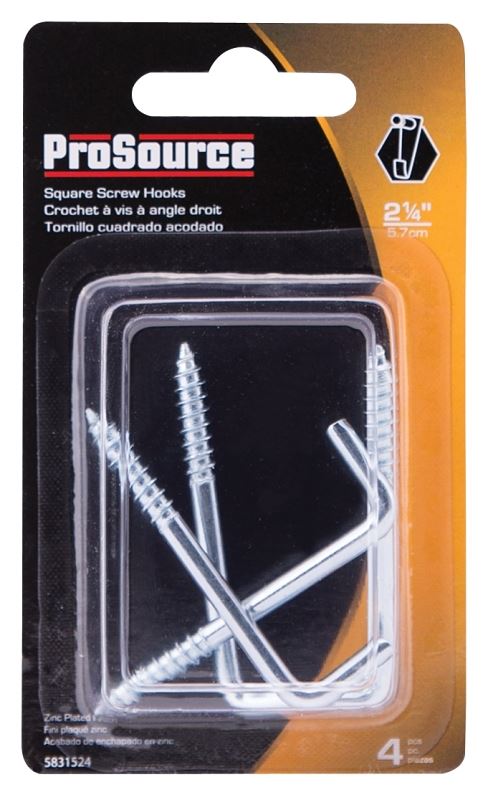 ProSource LR-397-PS Screw Hook, 9/16 in Opening, 4.5 mm Thread, 2-1/4 in L, Steel, Zinc - VORG5831524