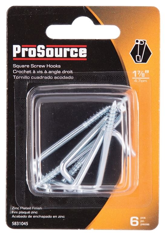 ProSource LR-398-PS Screw Hook, 9/16 in Opening, 3.8 mm Thread, 1-7/8 in L, Steel, Zinc - VORG5831045