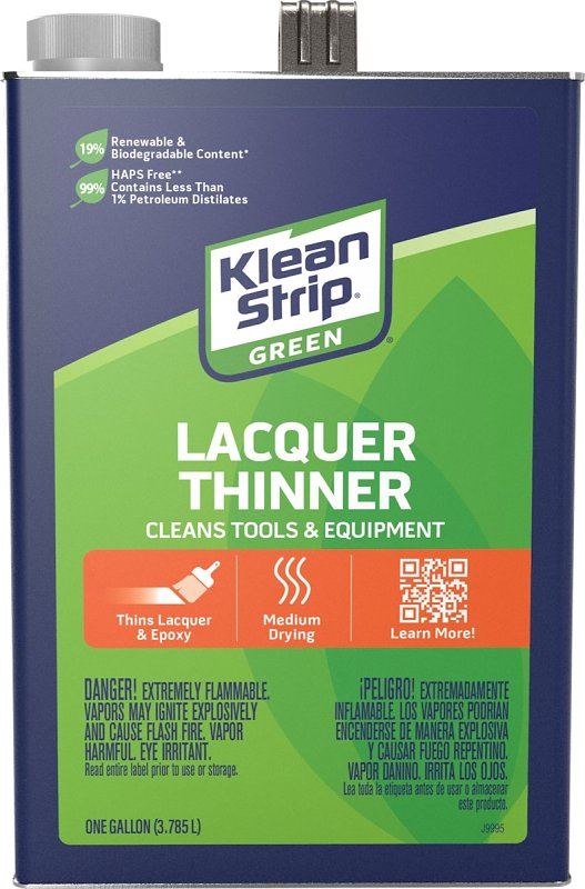 Klean Strip GKGL75008 Lacquer Thinner, Liquid, Water White, 1 gal, Can, Pack of 4