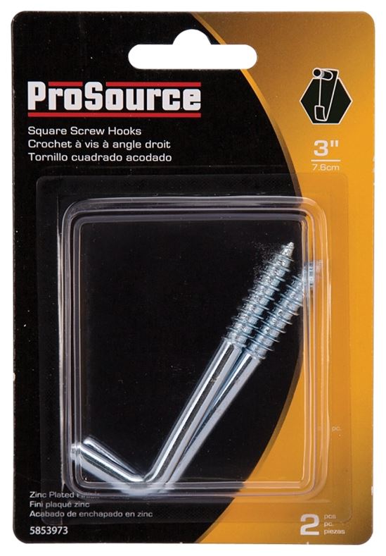 ProSource LR-395-PS Screw Hook, 13/16 in Opening, 6.5 mm Thread, 3 in L, Steel, Zinc - VORG5853973