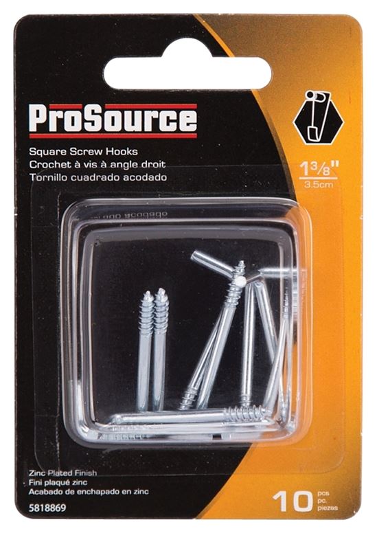 ProSource LR-399-PS Screw Hook, 3/8 in Opening, 3 mm Thread, 1-3/8 in L, Steel, Zinc - VORG5818869