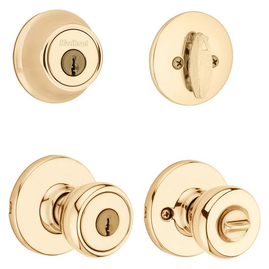 Kwikset 690T 3CP6ALRCSK6 Combination Lockset, Knob Handle, Tylo Design, Polished Brass, 3 Grade - VORG1643592