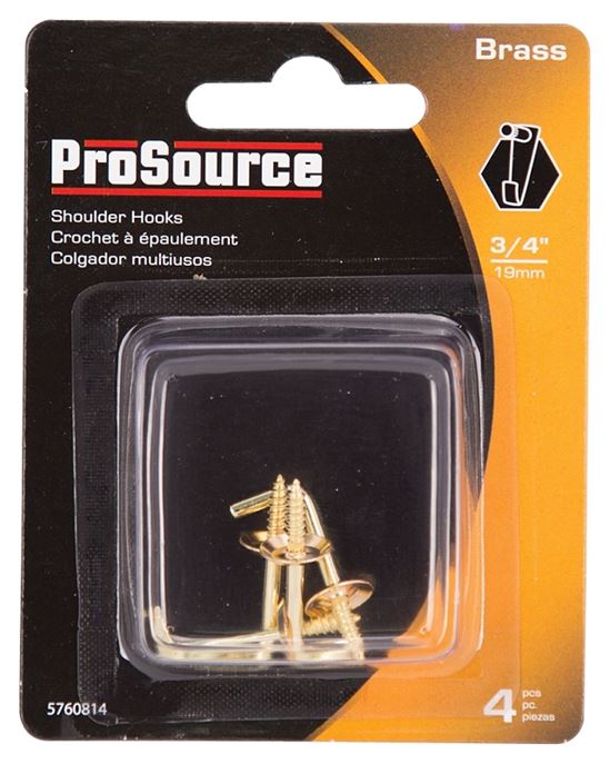 ProSource 20008SPB-PS Shoulder Hook, 11/32 in Opening, 3 mm Thread, 1-1/8 in L, Brass, Brass - VORG5760814