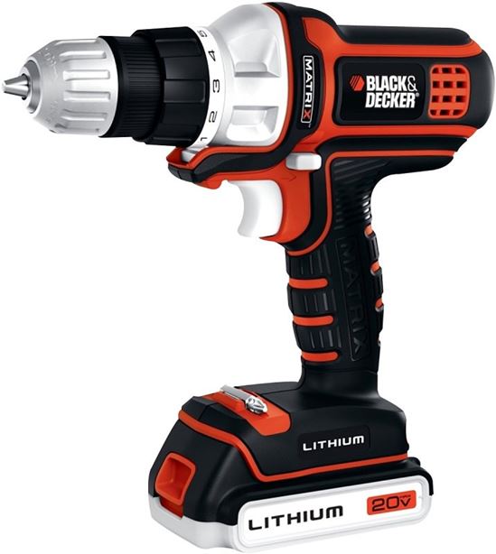 Black+Decker BDCDMT120C Drill/Driver, Battery Included, 20 V, 3/8 in Chuck, Keyless Chuck