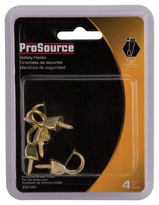 ProSource PH-122240-PS Cup Hook, 7/16 in Thread, 33 mm L, Zinc Alloy, Polished Brass - VORG5591441