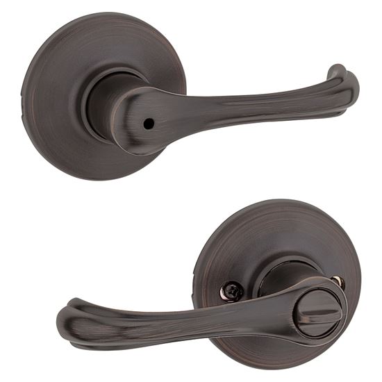 Kwikset 300DNL 11P Privacy Lever, Turnbutton Lock, Venetian Bronze, Zinc, Residential, Re-Key Technology: SmartKey - VORG1232503